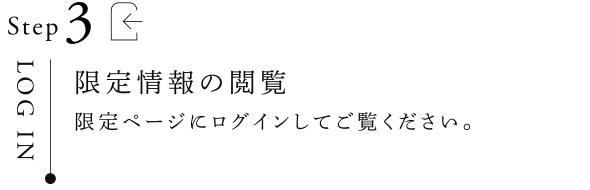 Step3 限定情報の閲覧／限定ページにログインしてご覧ください。