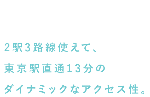 TRAIN ACCESS／2駅3路線使えて、東京駅直通13分のダイナミックなアクセス性。