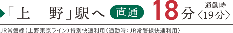 上野駅へ直通18分