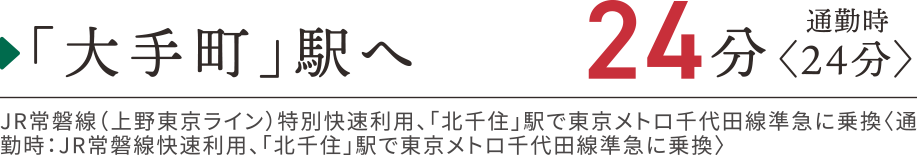 大手町駅へ24分