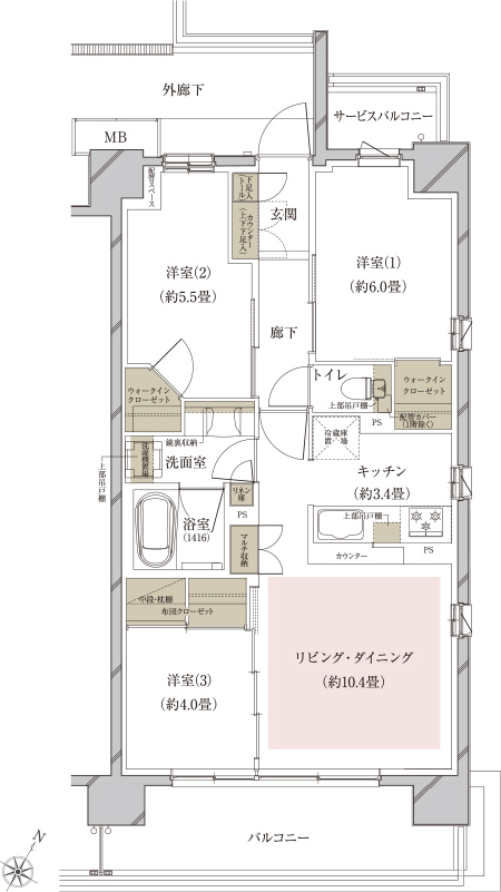 オーベル戸田公園レジデンス間取り３